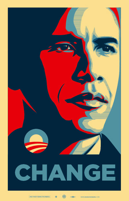 Change, uno dei manifesti dedicati ad Obama, by Shepard Fairey