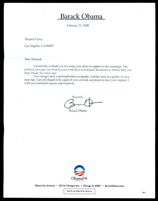 I got a thank you note from Barack Obama