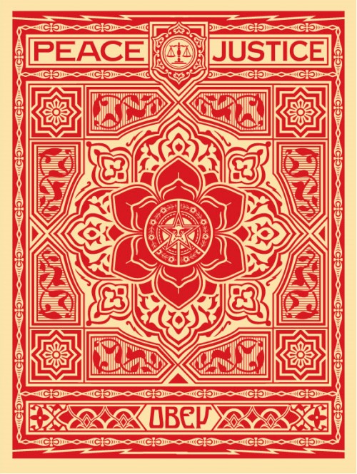 Obey Peace and Justice Ornament (red)