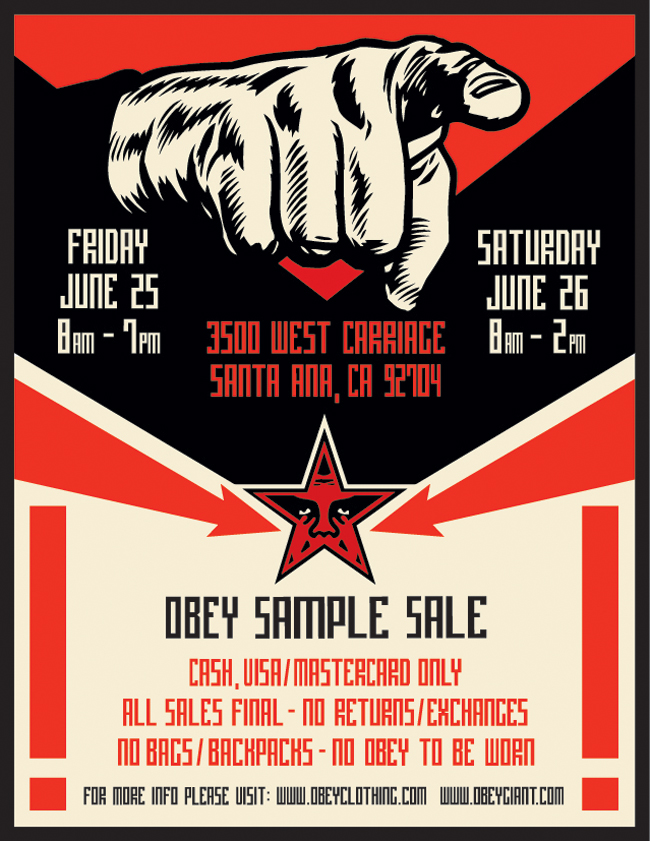 Obey Clothing Summer Sample Sale 2010 Obey Giant