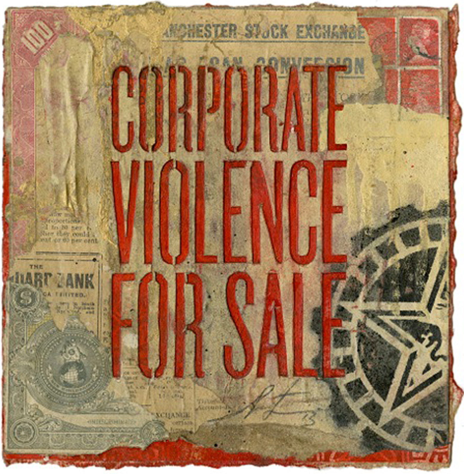 CORPORATE-VIOLENCE-FOR-SALE-RETIRED-STENCIL - Obey Giant