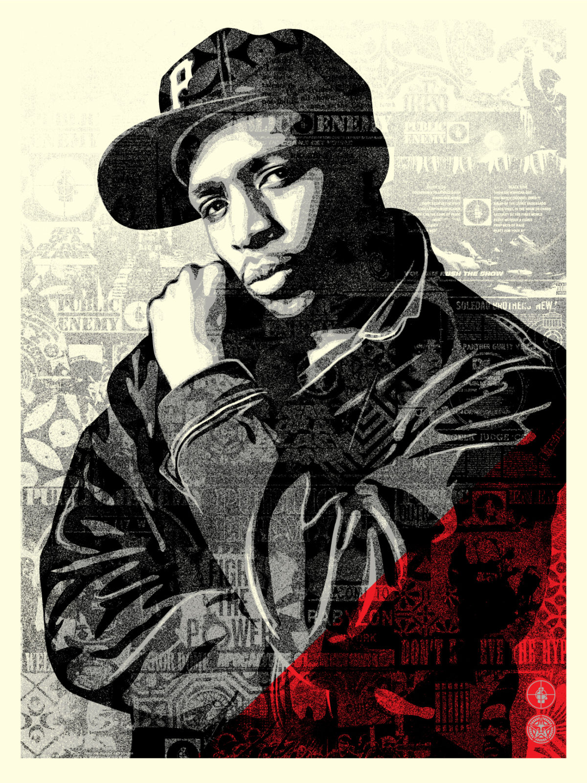 Chuck D Black Steel Screen Print (RED) - Obey Giant
