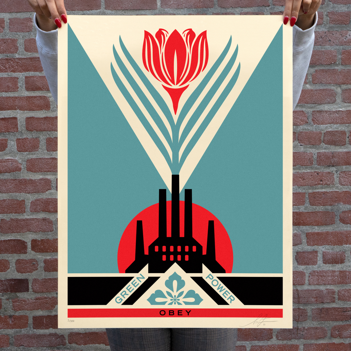 Shepard-Fairey-Green-Power-Factory-18x24-Print-Signed-Edition-Of