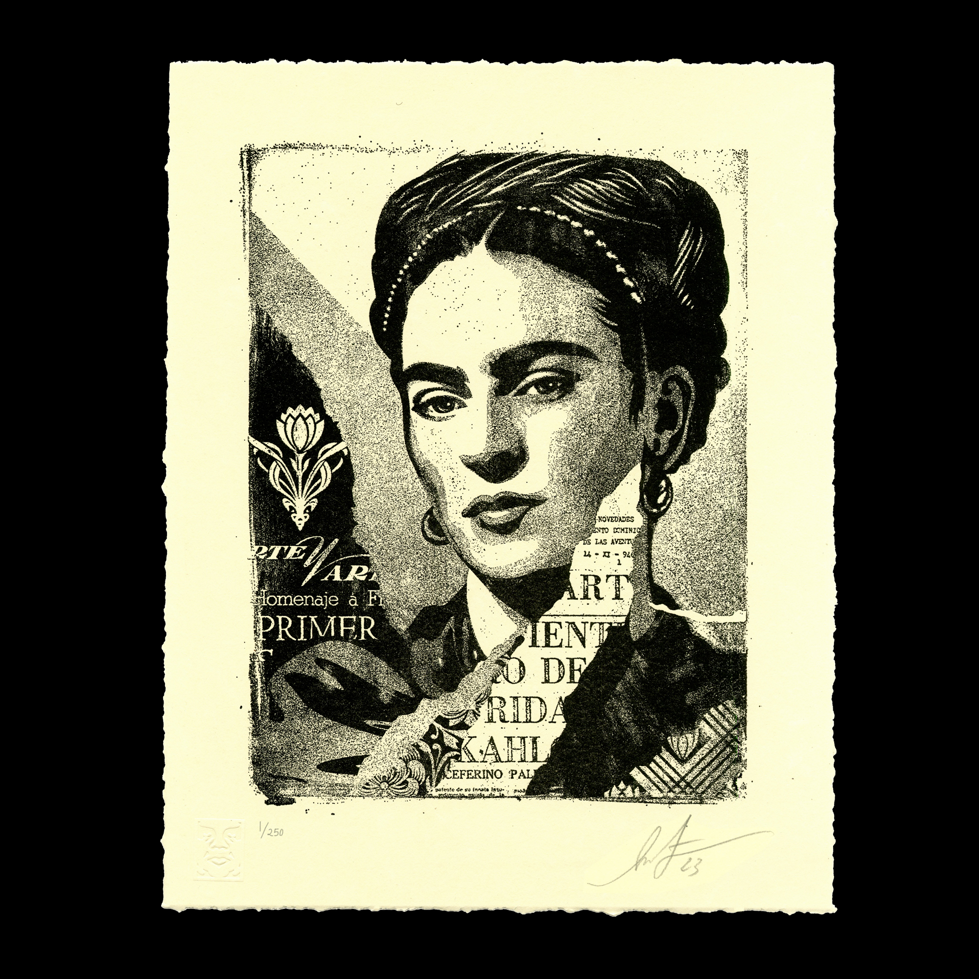 The Woman Who Defeated Pain Frida Kahlo Letterpress Obey Giant