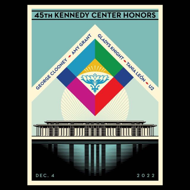 I'm honored to be the first-ever Creative Ambassador for the @KennedyCenter Honors. Being an artist in any capacity is a calling and also a responsibility. I am proud to be part of a community of fellow creatives who passionately perform their craft to serve the arts and the public. I hope the commemorative poster that I created amplifies the organization's mission to break down barriers between audience and art, a mission that I also vigorously work toward through my own work. I’m excited to be at the event celebrating this year’s honorees #GeorgeClooney, Amy Grant (@amygrantofficial), Gladys Knight (@msgladysknight), #TaniaLeón, and @U2.
–Shepard

#KCHonors