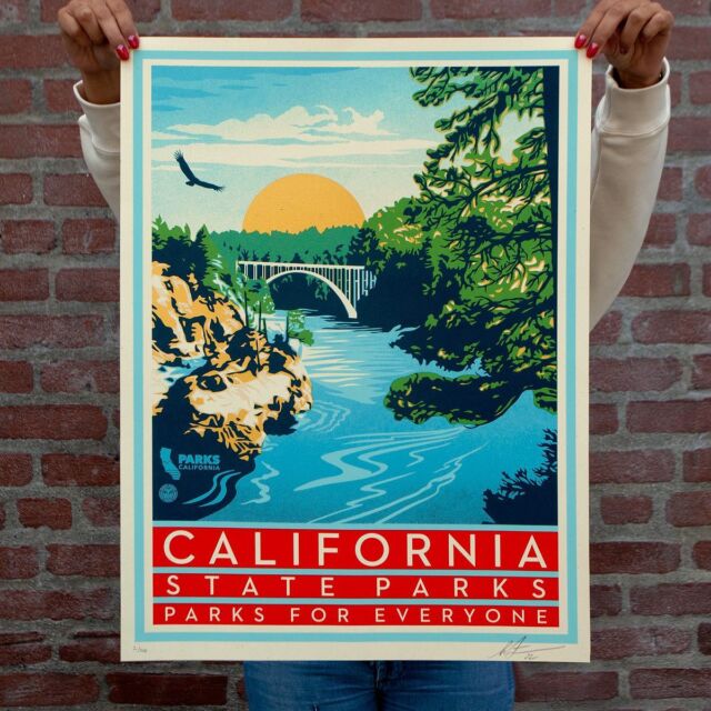 NEW Print Release: "Parks for Everyone" Available Thursday, 12/1 @ 10 AM PT!⁠
⁠
I created this print in partnership with @ParksCalifornia, the official non-profit partner of California State Parks that works at the intersection of resource stewardship and equitable access. The print features an illustration of the beautiful Russian River and iconic Russian Gulch Bridge in northern California. I am lucky to have a system of parks in California preserved for public enjoyment and are valued landmarks. I think it is essential to keep some spaces dominated by nature for the sake of the environment and citizens’ quality of life. Parks California helps to make parks more welcoming, inclusive, and climate-resilient. Proceeds from this print will help strengthen parks for the future, reducing barriers to access and working to ensure that all people feel welcome when they are in parks. Thanks for caring!⁠
–Shepard⁠
⁠
PRINT DETAILS:⁠
Parks for Everyone. 18 x 24 inches. Screen print on thick cream Speckletone paper. Signed by Shepard Fairey. Numbered edition of 500. Comes with a Digital Certificate of Authenticity provided by Verisart. $60. Proceeds go to @parkscalifornia. Available on Thursday, December 1st @ 10 AM PDT at https://store.obeygiant.com. Max order: 1 per customer/household. International customers are responsible for import fees due upon delivery (Except UK).⁣ ALL SALES FINAL.

#OBEY #OBEYGIANT #PARKSCALIFORNIA #PARKSFOREVERYONE #ShepardFairey