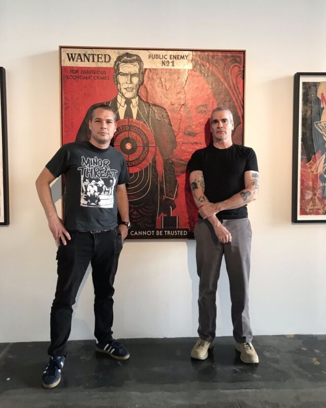 Today is Henry Rollins' birthday. He’s been a hero of mine since I got into Black Flag in 1984. Henry is a role model in his amazing taste and output in music, his political engagement, his monumental work ethic, and his social consciousness. I hold Henry in high regard for his many talents as a singer, writer, radio DJ, TV host, political and social commentator, etc… but above all I love his energy and gusto. Henry has been doing it his way hardcore for 40+ years. Happy Birthday Henry!
-Shepard

Photos: @vikkila

Last slide:
From the Archives, 2011
Rollins 81 Screen Print
Based on a photo by @glenefriedman