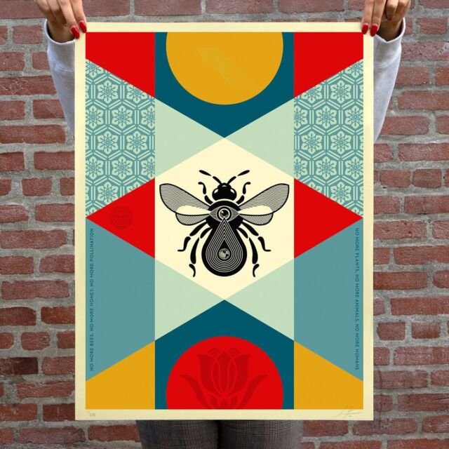 Available Thursday, May 23rd @ 10AM PT!

Today is World Bee Day. These “Bee Geometric” prints remind us how much our planet depends on bees as pollinators. Bees and other pollinators, such as butterflies, bats, and hummingbirds, are increasingly threatened by human activities. Pollination is, however, a fundamental process for the survival of our ecosystems. Nearly 90% of the world’s wild flowering plant species depend entirely, or at least in part, on animal pollination, more than 75% of the world’s food crops and 35% of global agricultural land. Not only do pollinators contribute directly to food security, but they are vital to conserving biodiversity. A portion of the proceeds from these prints will support the NRDC (@nrdc_org) and its efforts on behalf of responsible environmental legislation. Thanks for caring!
-Shepard

PRINT DETAILS:
Bee Geometric. 18 x 24 inches. Screen print on thick cream Speckletone paper. Signed by Shepard Fairey. Numbered edition of 275. Comes with a Digital Certificate of Authenticity provided by Verisart.  A limited amount of matching numbered sets will be available for $120. Sold individually for $60. A portion of the proceeds will be donated to NRDC. Available on Thursday, May 23rd @ 10 AM PT at https://store.obeygiant.com. Max order: 1 per customer/household. International customers are responsible for import fees due upon delivery (Except UK orders under $160).⁣ ALL SALES FINAL.

#WorldBeeDay #ObeyGiant