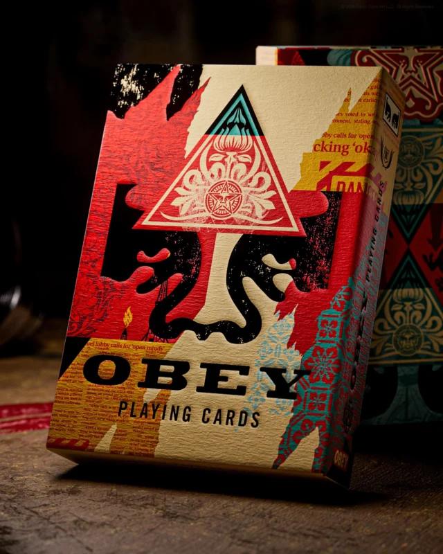 I’m excited for the release of the OBEY Playing Cards, produced in collaboration with @theory11. Not only do these cards represent three eras of my art, but they also represent the highest quality craft when it comes to the details of printing and production. All three editions - Collage, Red, and Gold - along with a Special GIANT Edition Box Set that includes two of each edition and a Certificate of Authenticity, are available NOW at theory11.com/obey. I’m super impressed with how these work as a functional deck of cards in addition to a collectible piece. I hope that you all enjoy them as well. Thanks as always for the support!⁠
-Shepard

(link in bio to purchase)