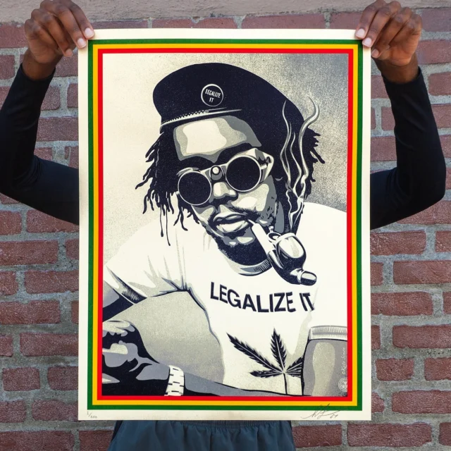 NEW Print Release: “Peter Tosh: Legalize It” In collaboration with photographer @katesimon. Available Thursday, October 17th @ 10 AM PT.

October 19 would be @petertosh’s 80th birthday were he still alive. Tosh is best known as the co-founder of the Wailers along with Bob Marley and Bunny Livingston, with whom he had several ska hits and pioneered the sound of reggae. It was Tosh in fact who taught Bob Marley to play guitar. Tosh and Marley co-wrote Wailers classics like “Get Up Stand Up” and “400 Years”. After leaving the Wailers in 1974, Tosh released his debut solo album “Legalize It” in 1976 which sold well and became a cultural touchstone for the cannabis legalization movement (a movement I’ve agreed with for many years and for many reasons). Tosh’s solo output continued to make waves with albums like “Equal Rights” and “Bush Doctor” which included a collaboration with Mick Jagger and Keith Richards of The Rolling Stones and introduced Tosh to an even larger audience. I am very fortunate to collaborate once again with photographer @katesimon on this portrait of Tosh from 1976 around the time “Legalize It” was released and a significant moment in Tosh’s career. Read what Kate has to say about working with Tosh.
-Shepard

Peter Tosh was one of the most politically aware musical artists ever to walk the earth. He was bold and forthright in speaking out against injustice and fearless in standing against oppression. In the public eye he stood tall, radiating an uncompromising force. Those who knew him intimately, however, in unguarded moments experienced his human warmth and humor.
He was a great photo subject. I didn’t find him intimidating in spite of his height and presence, but rather charismatic with this incredible speaking voice. I loved taking pictures of him doing karate, “reasoning,” and smoking herb at Tommy Cowan’s yard. I photographed Peter many times over the years both onstage and off, including at the One Love Peace Concert where he was riveting. A lion’s heart!
-Kate Simon

(Print Details in comments section)