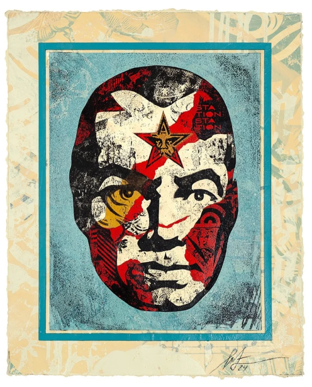 Here’s a piece from Fractured, my solo exhibition with @harmanprojects and @toyroomgallery which opens June 14th. I’m excited to get back to San Francisco for this show at @minnesotastreetproject! There’s a talk between myself and Carlo McCormick and an exclusive print drop there as well! Check it out!

#shepardfairey #obeygiant #harmanprojects #toyroomgallery #minnesotastreetproject #streetart #sfstreetart #sanfranciscostreetart #bayareastreetart

Big Brother Ripped Version 2, 2024
Mixed Media (Stencil, Silkscreen, and Collage) on Paper
15 1/2 inch x 12 1/2 inch
