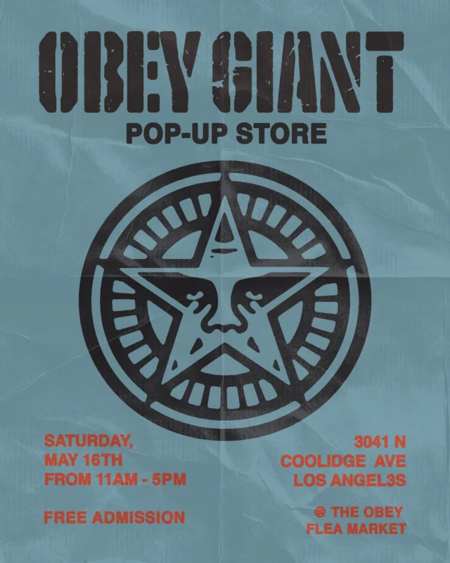 I’ll be DJing at @OBEYClothing’s first ever OBEY Flea Market at @obeyartspace in Los Angeles. Taking place this Saturday on May 16th from 11am to 5pm, this inaugural community market centers around pet themed vendors with @MuttScouts at the heart of it.

There will also be an Obey Giant pop up store where you can purchase offsets, letterpresses, screen prints from the archives, and much more!

The OBEY Flea Market will be located at 3041 N Coolidge Ave, Los Angeles, CA. Please note that street parking in the area is limited, so we encourage you to plan ahead. Hope to see you there!