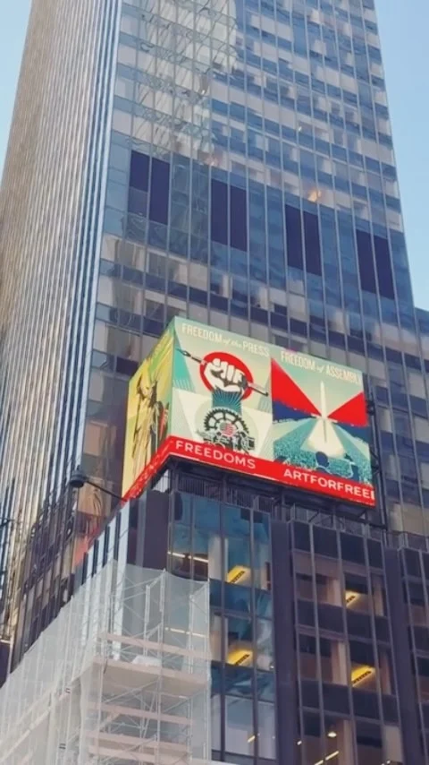 My Defend Freedoms art is currently up in Times Square, so while you’re thinking about the nation’s 250th anniversary, I hope you think about our Constitutional rights. Freedom of speech is in full effect! Thanks for caring and stay cool out there! - S