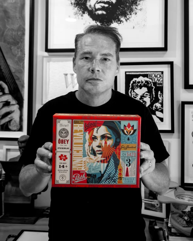 UPDATE: Signed OBEY puzzle boxes are now sold out and will be restocked soon. In the meantime, you can still purchase OBEY puzzles via @theory11!

I’m excited to share another collaboration with @theory11. This new 1,000-piece OBEY puzzle not only depicts my art beautifully but also represents the highest quality in printing and production. I’m impressed by the meticulous design of this premium jigsaw puzzle and its packaging, which makes it a collectible piece. I hope that you enjoy this as well. Thanks as always for the support!
-Shepard