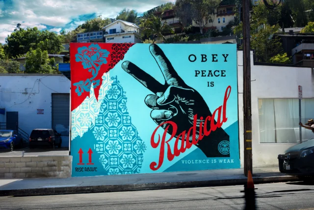 On Saturday, the crew and I finished this mural refresh at Baller Artware on Tracy as part of the Los Feliz mural festival. This replacement for the “Make Art Not War” mural that was decaying follows the same peace theme with new imagery. Thanks to my crew of Rob Zagula, Willem Wolfe, and Jon Furlong, who also shot the photos!
- Shepard

@baller_hardware @jonathanfurlong