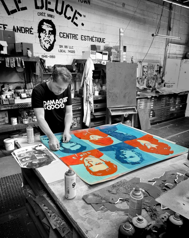 Here’s a work in progress shot from the studio for the upcoming Raw Power shows with @jonathanlevineprojects and @woodenwallsproject in Asbury Park. I’m excited to be in New Jersey for this and hope to see you at the events! The exhibitions are up Sept. 17-Oct. 18. Raw Power showcases over 150 works across the two spaces, including paintings, mixed media works on paper, hand-painted multiples, mono engravings, and prints on wood and metal. Limited edition screen prints, many long unavailable, will also be for sale at the galleries.

I’m also doing murals with @plusone.ap! 

Join us here:
The Art Spot on September 17, from 6 PM - 10 PM
Parlor Gallery on September 18, from 6 PM - 10 PM
The Art Spot @artspotap is open to the public Wednesdays through Sundays from 11 AM until 6 PM; Parlor Gallery is open to the public Mondays, 12 PM - 5 PM, Thursdays, 12 PM - 7 PM, Fridays and Saturdays, 12 PM - 9 PM, and Sundays, 11 AM - 7 PM.

ART INFO:
Punk Icons, 2026 Mixed Media (Stencil, Silkscreen, and Collage) on Paper 37 x 41 1/2 in.
Inquiries - sales@jonathanlevineprojects.com